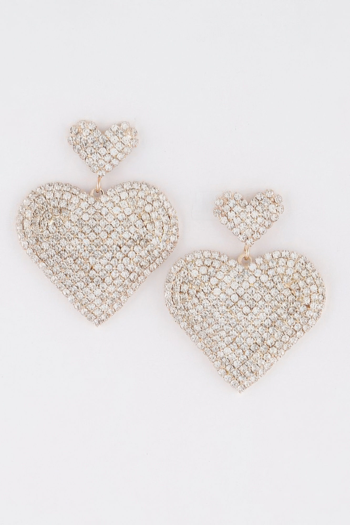Jeweled Heart Drop Earrings