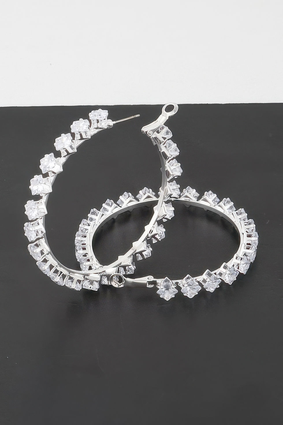 Thumbnail: Crystal Star Hoop Earrings