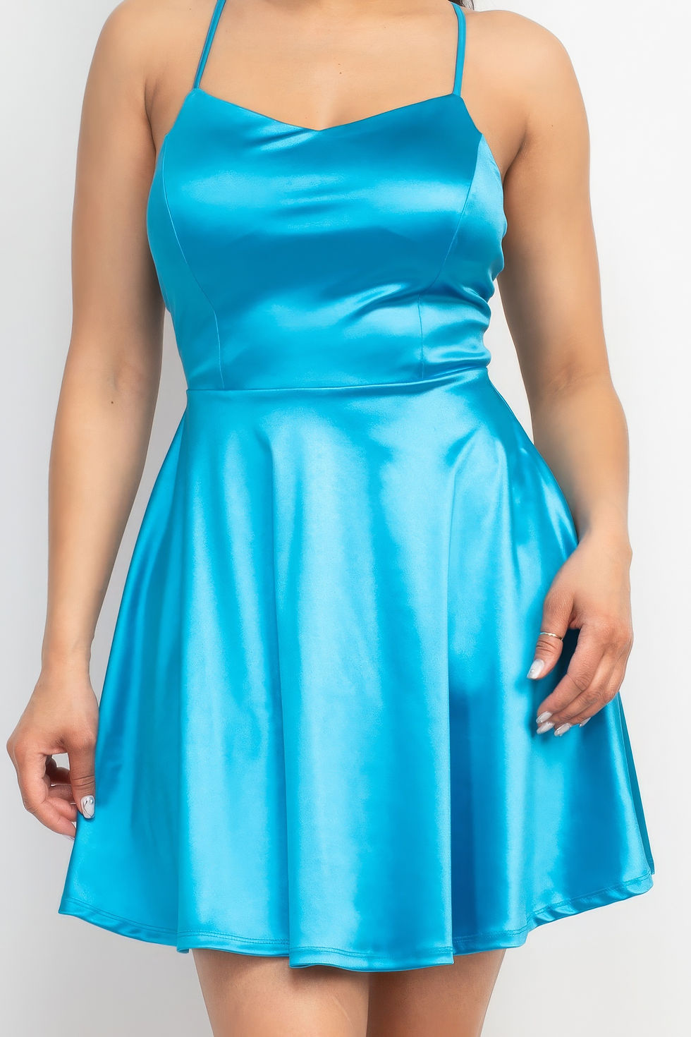 Thumbnail: Crisscross A-line Cinched Skater Dress