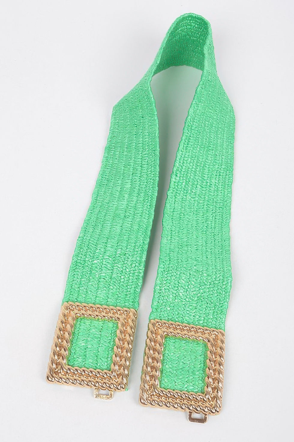 Thumbnail: Big Metal Buckle Faux Straw Stretch Belt
