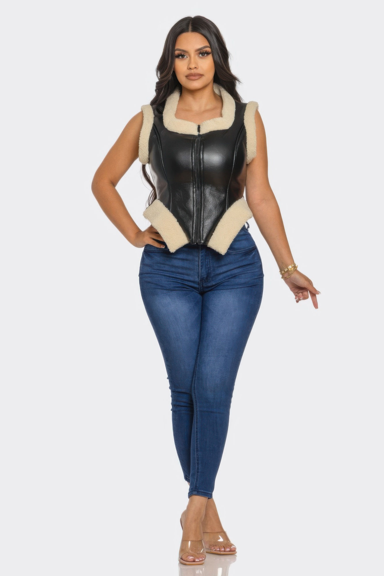 Bucle Trim Leather Vest