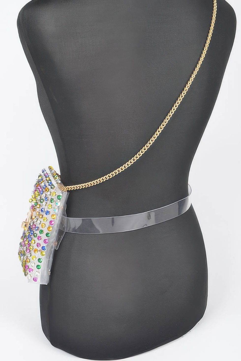 Thumbnail: Rhinestone Clear Plus Size Belt Bag W/chain