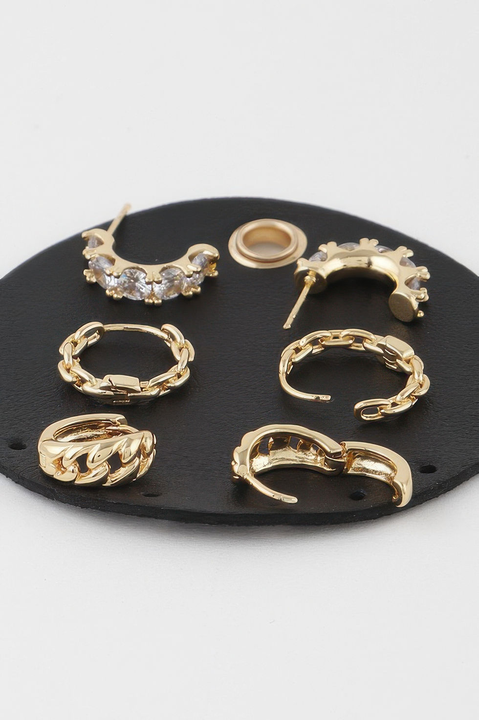 Thumbnail: Multi Jewel Chain Hoop Earrings Set