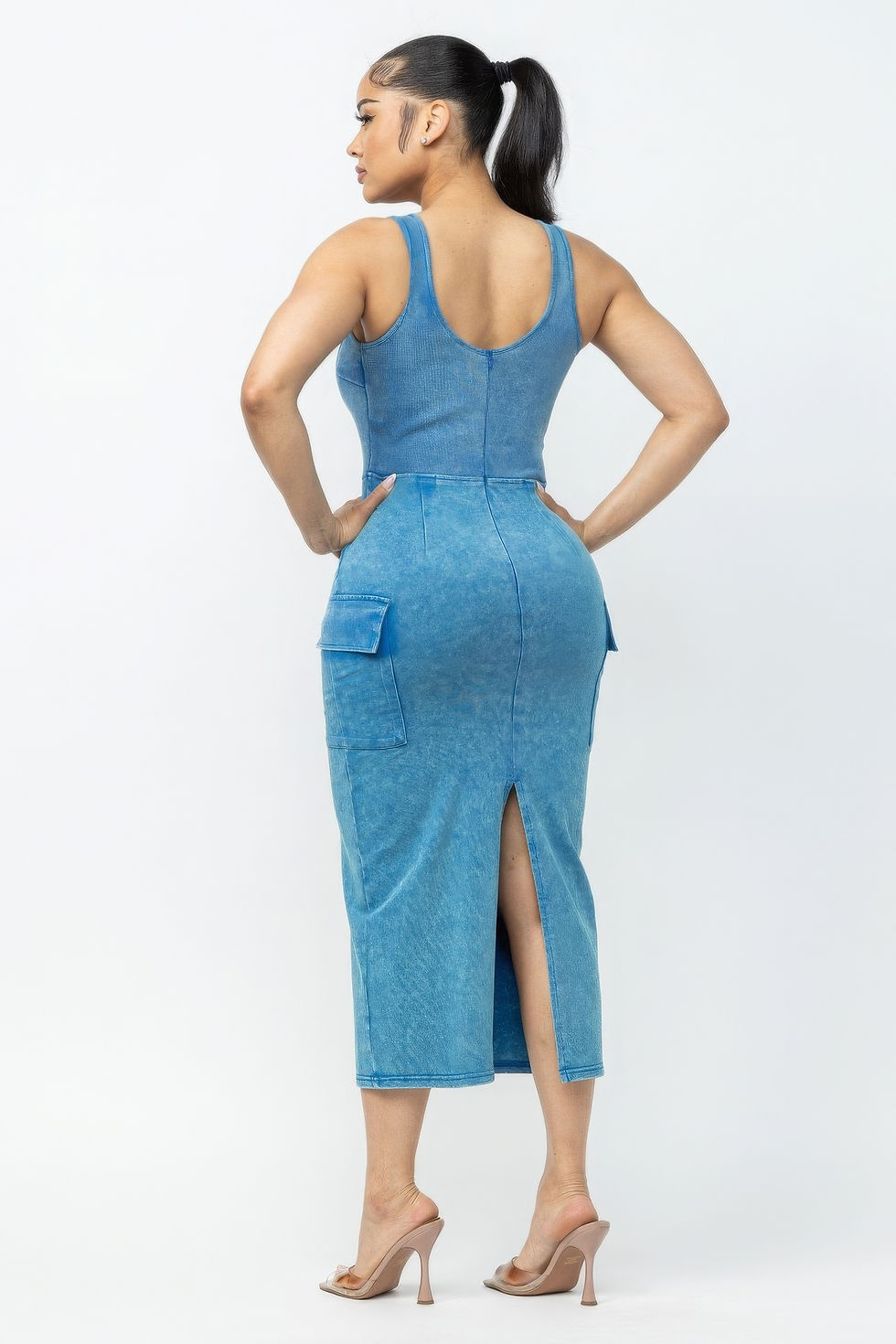 Thumbnail: Acid Washed Cargo Midi Dress