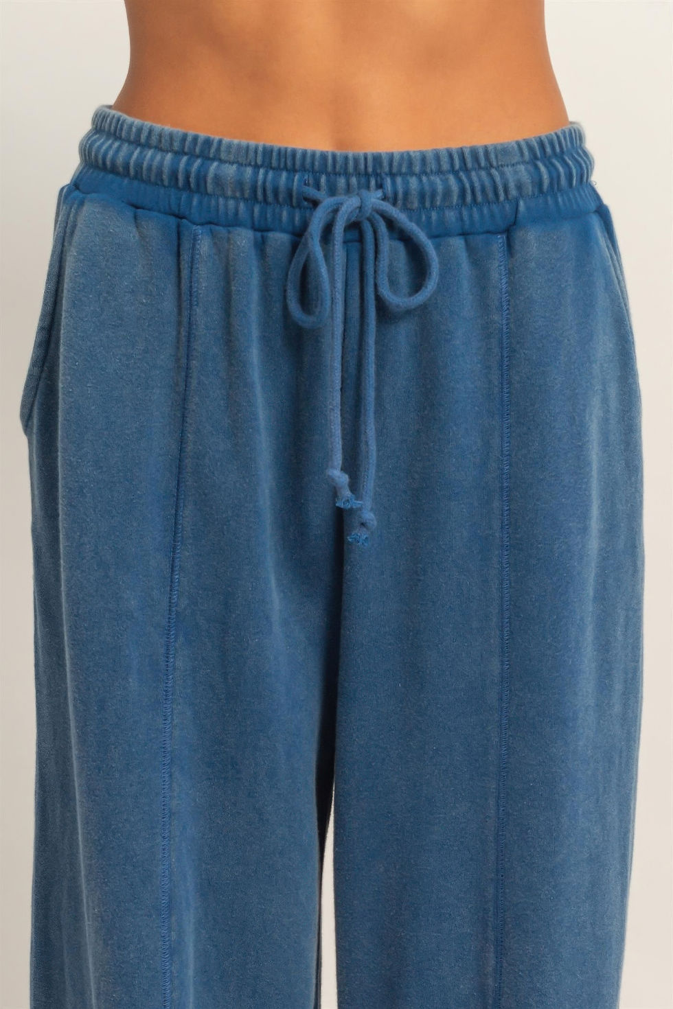 Thumbnail: Acid Wash French Terry Wide-leg Pants