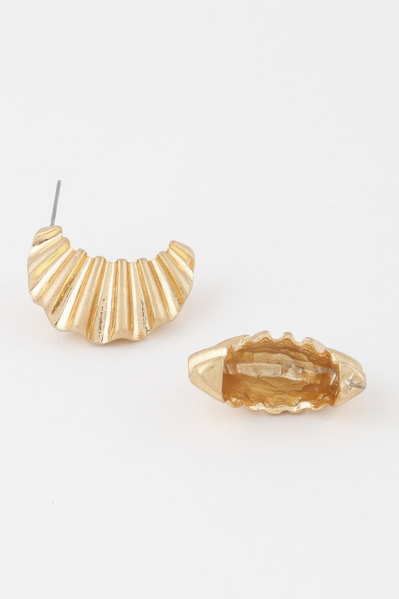 Crinkle Crescent Stud Earrings