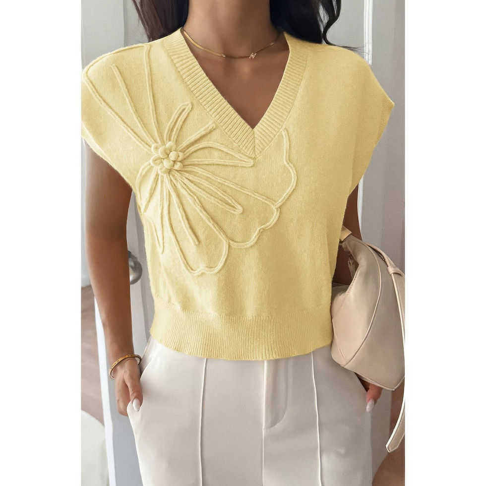 Thumbnail: Solid V Neck Sleeveless Knit Loose Vest
