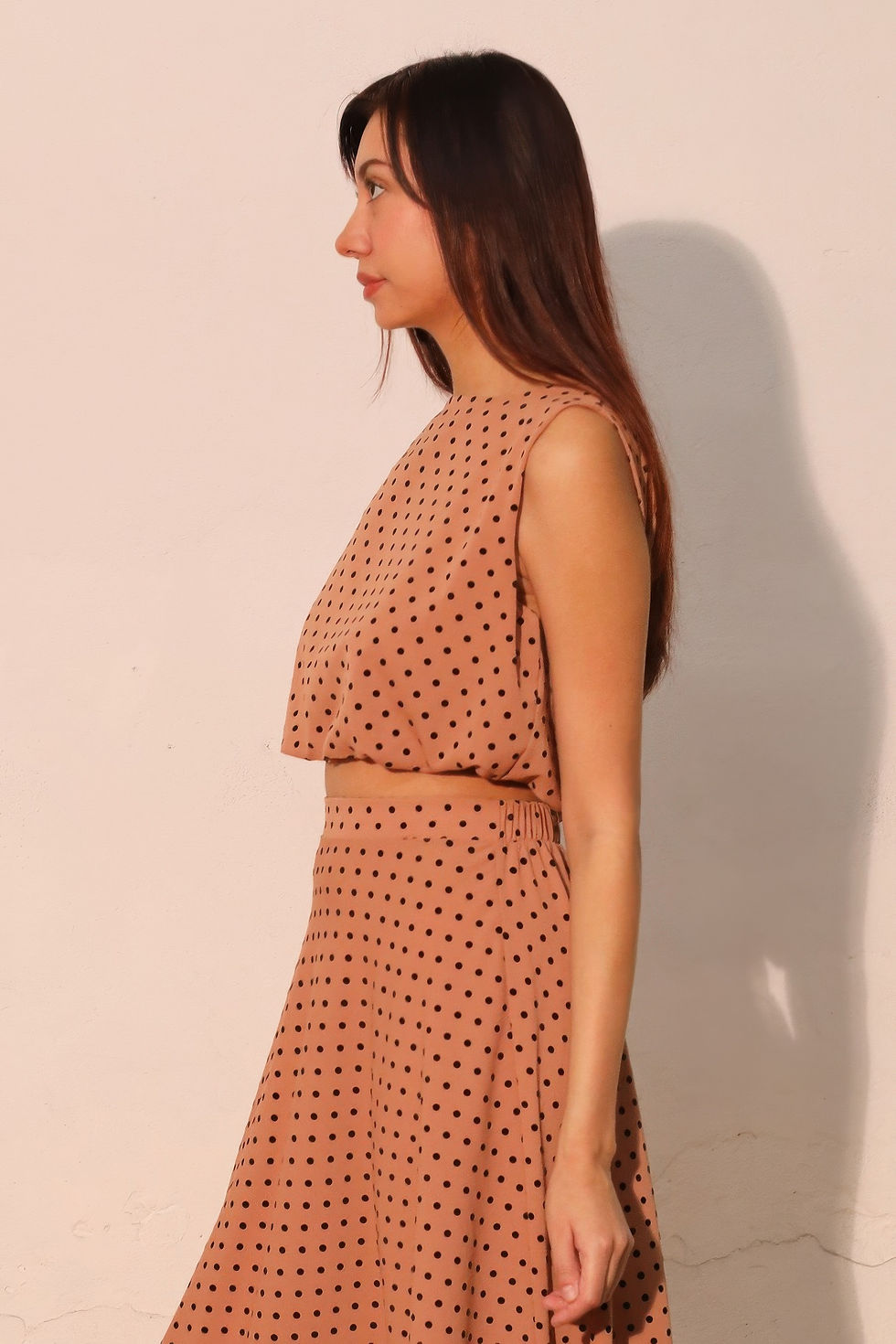 Thumbnail: Flocked Polka Dot Bubble Crop Top        