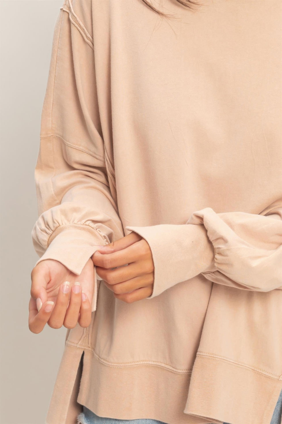 Thumbnail: Oversized Seam Detail Long Sleeve Top