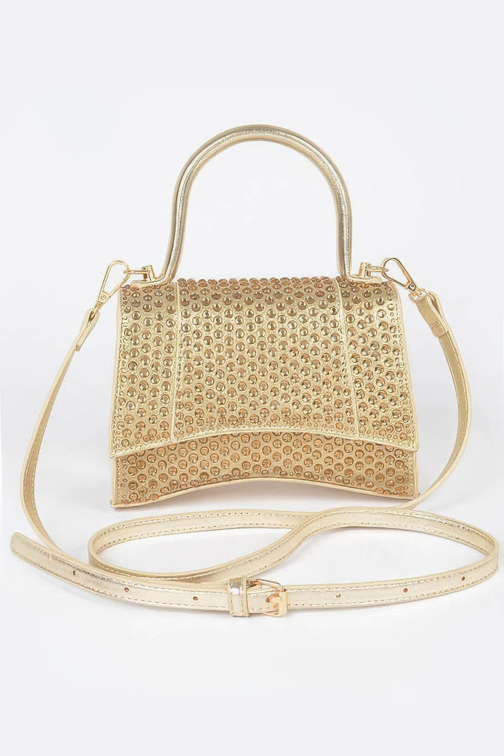 Thumbnail: Metallic Rhinestone Hotfix Top Handle Flap Bag