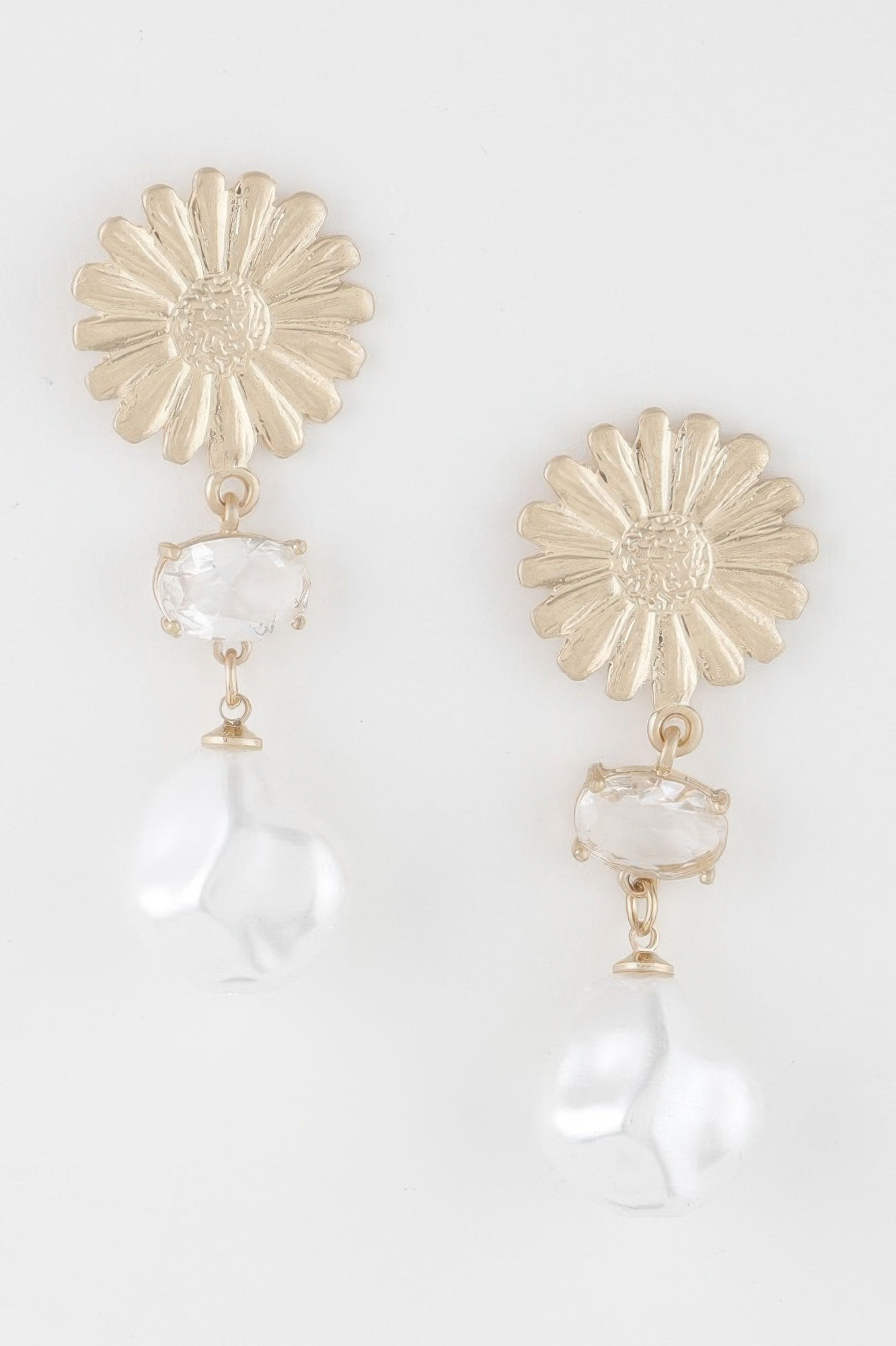 Sunflower Pearl Drop Earrings 