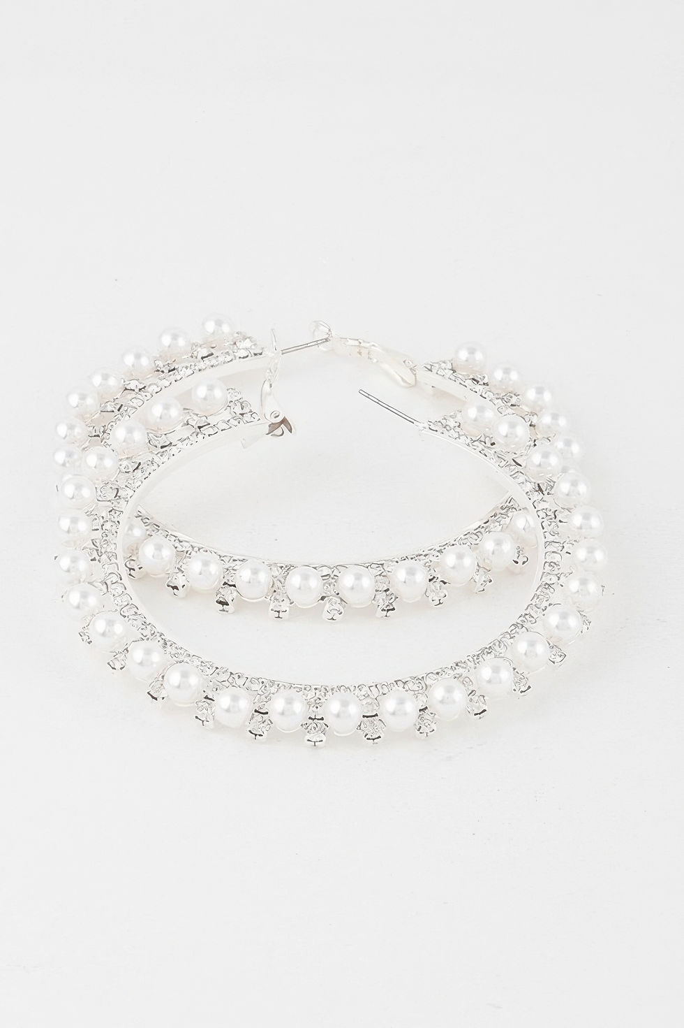 Thumbnail: Jeweled Pearl Hoop Earrings