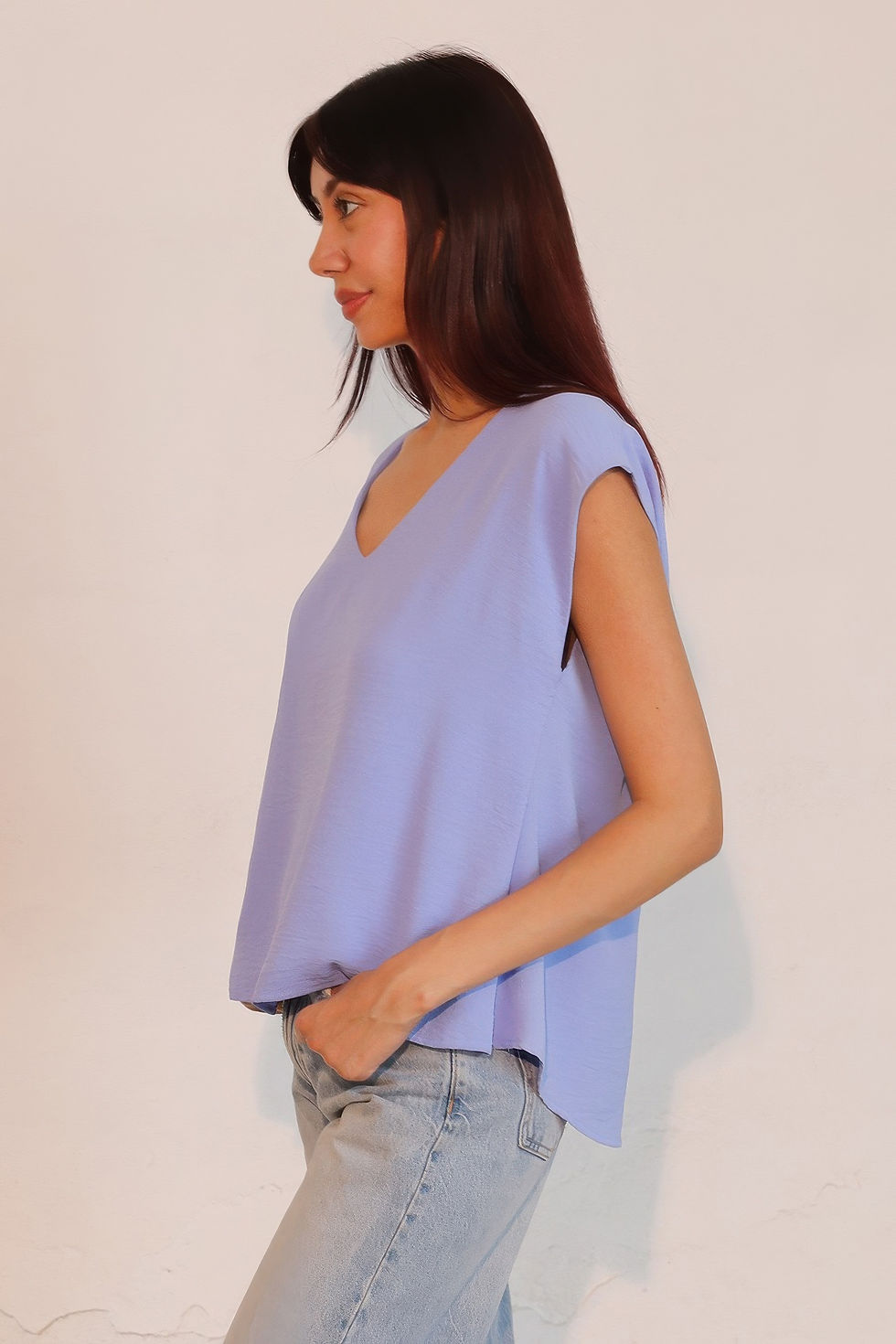 Thumbnail: Matte Crepe Low Back Loose Top         