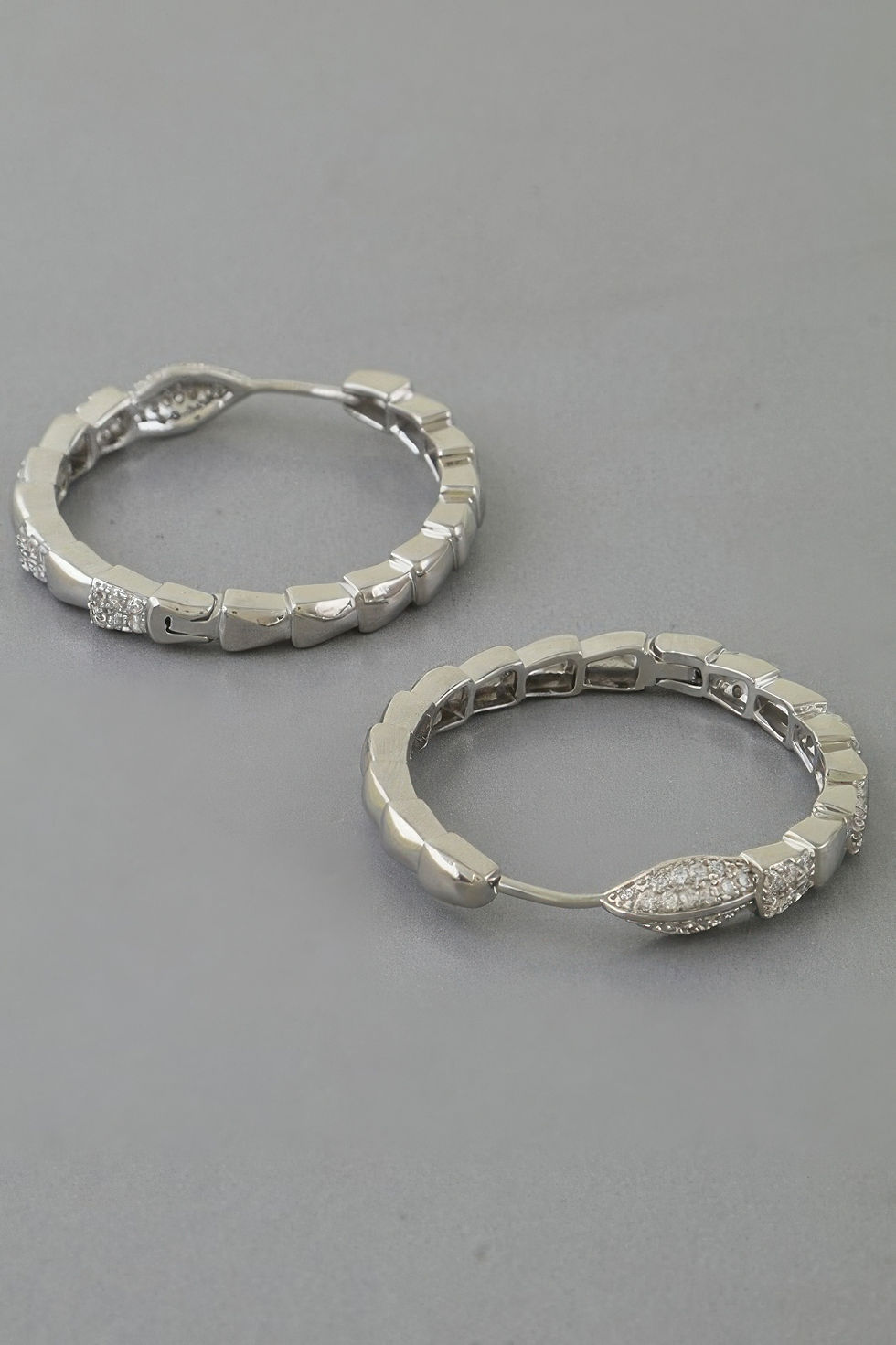Thumbnail: Bejeweled Snake Scale Hoop Earrings