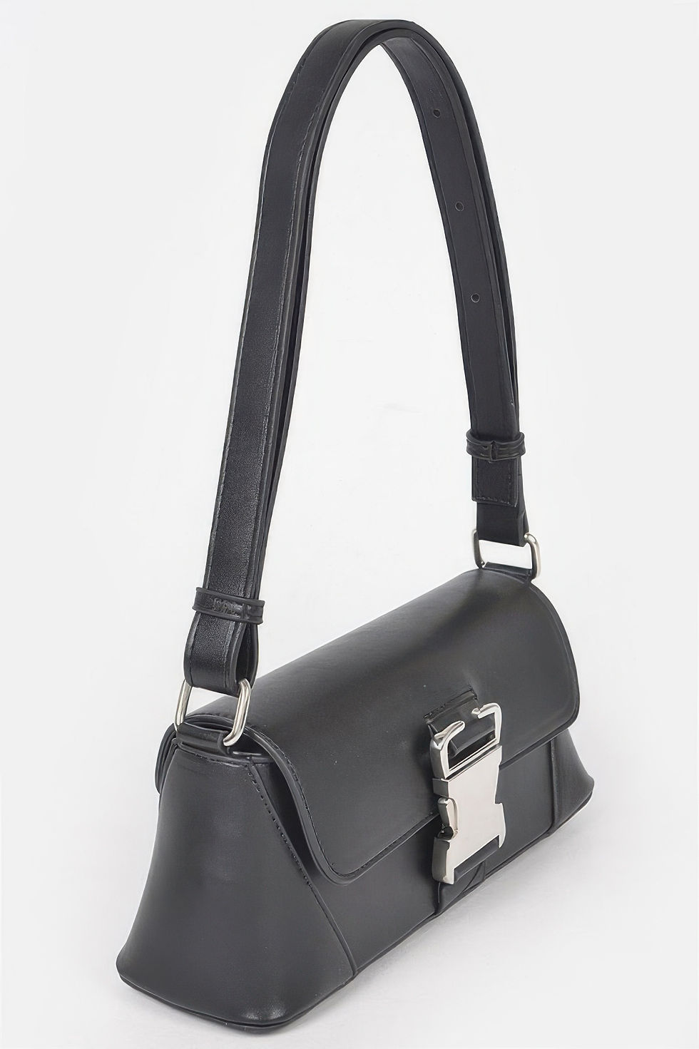 Thumbnail: Faux Leather Metal Buckle Shoulder Bag
