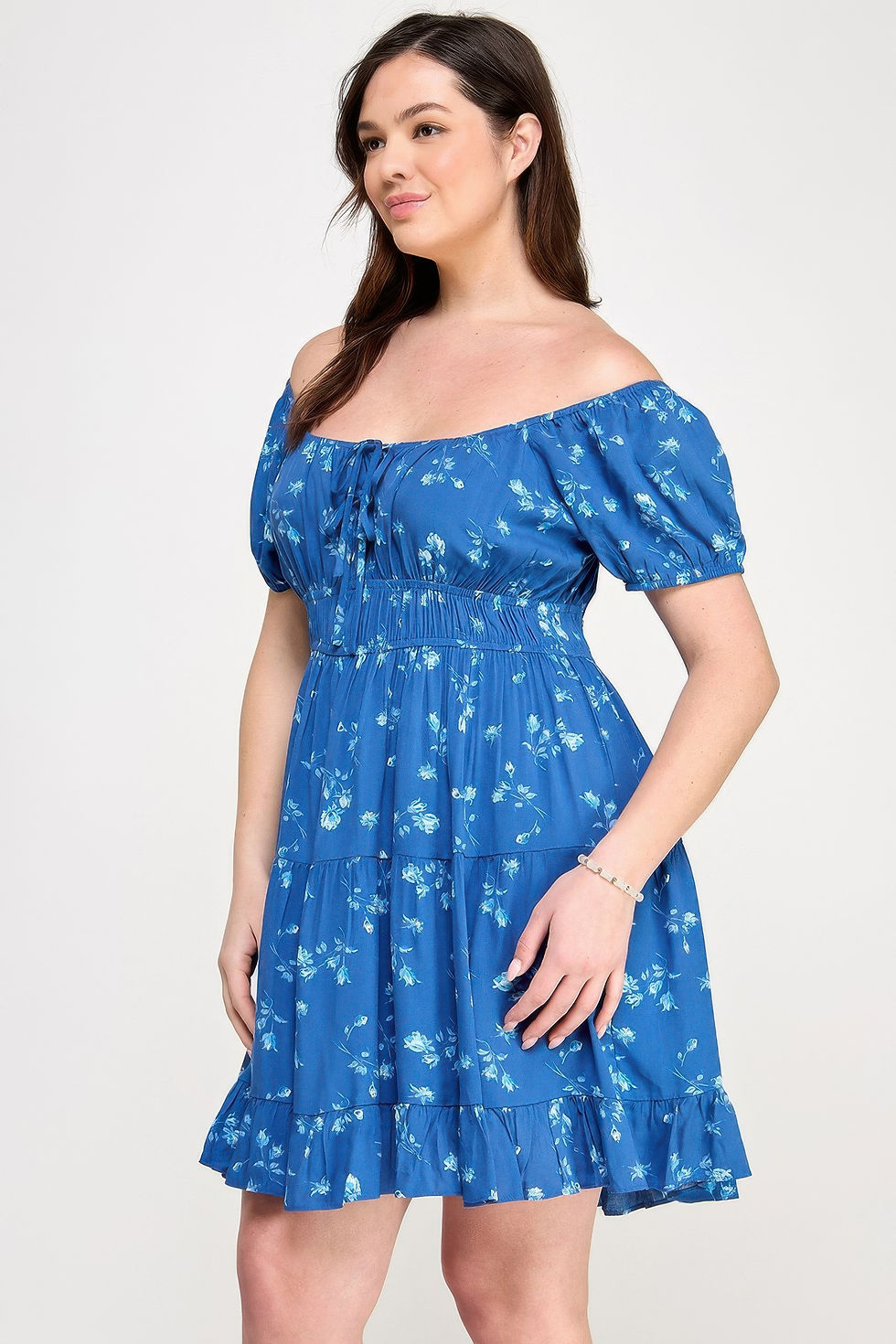 Thumbnail: Floral Front-tie Elastic Waist Ruffle Dress 