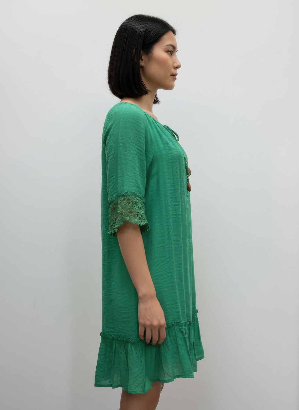 Thumbnail: Mlle Gabrielle Solid Elbow Sleeve Dress