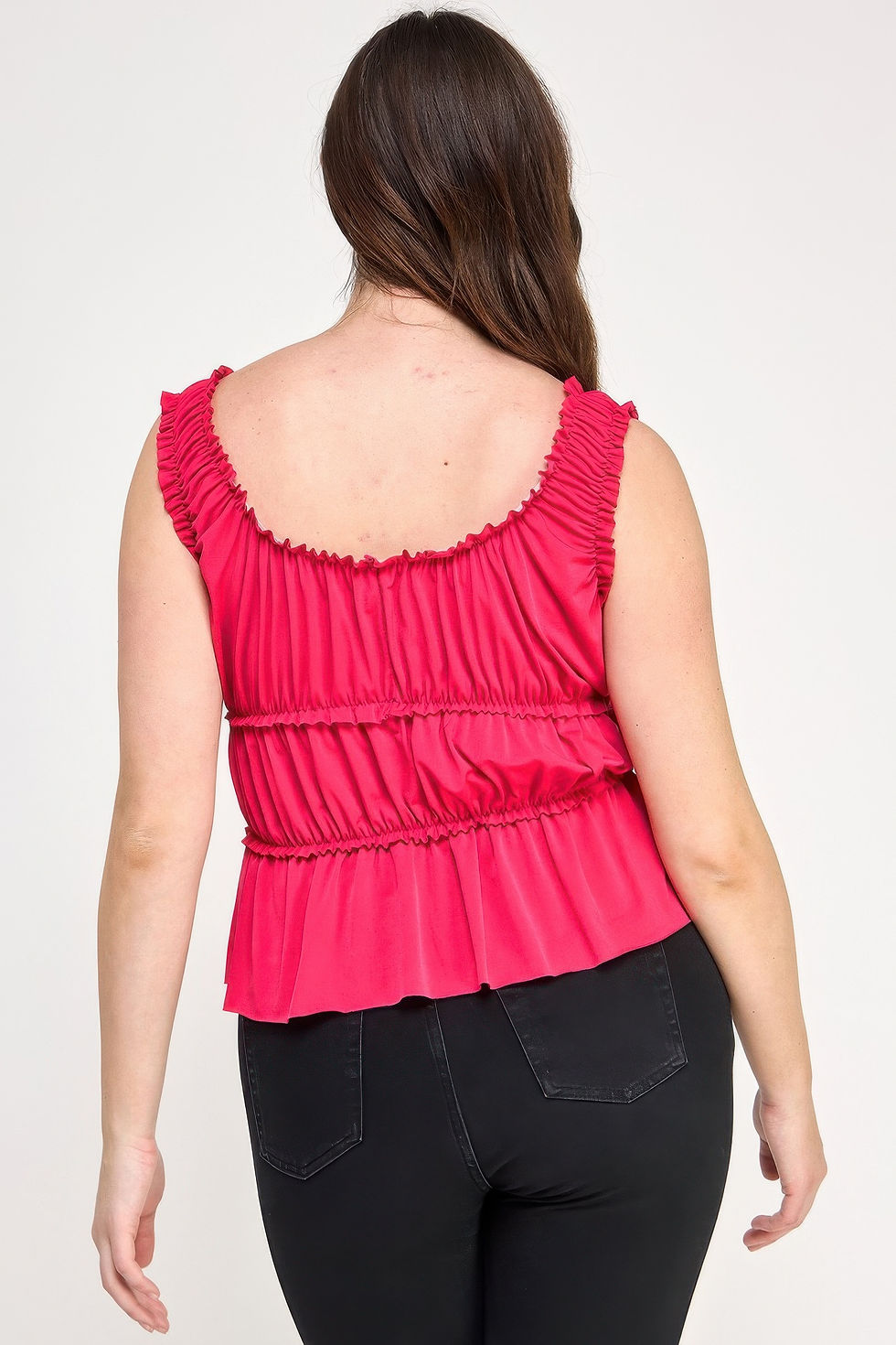 Thumbnail: Plus Size Ruffled Tank With Cut Out    
