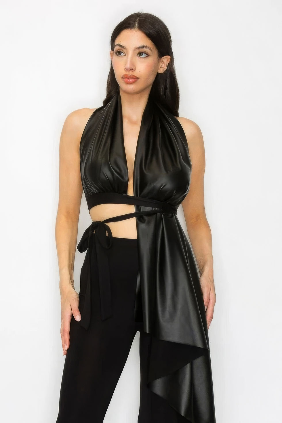 Thumbnail: Faux Leather Top Pants Set