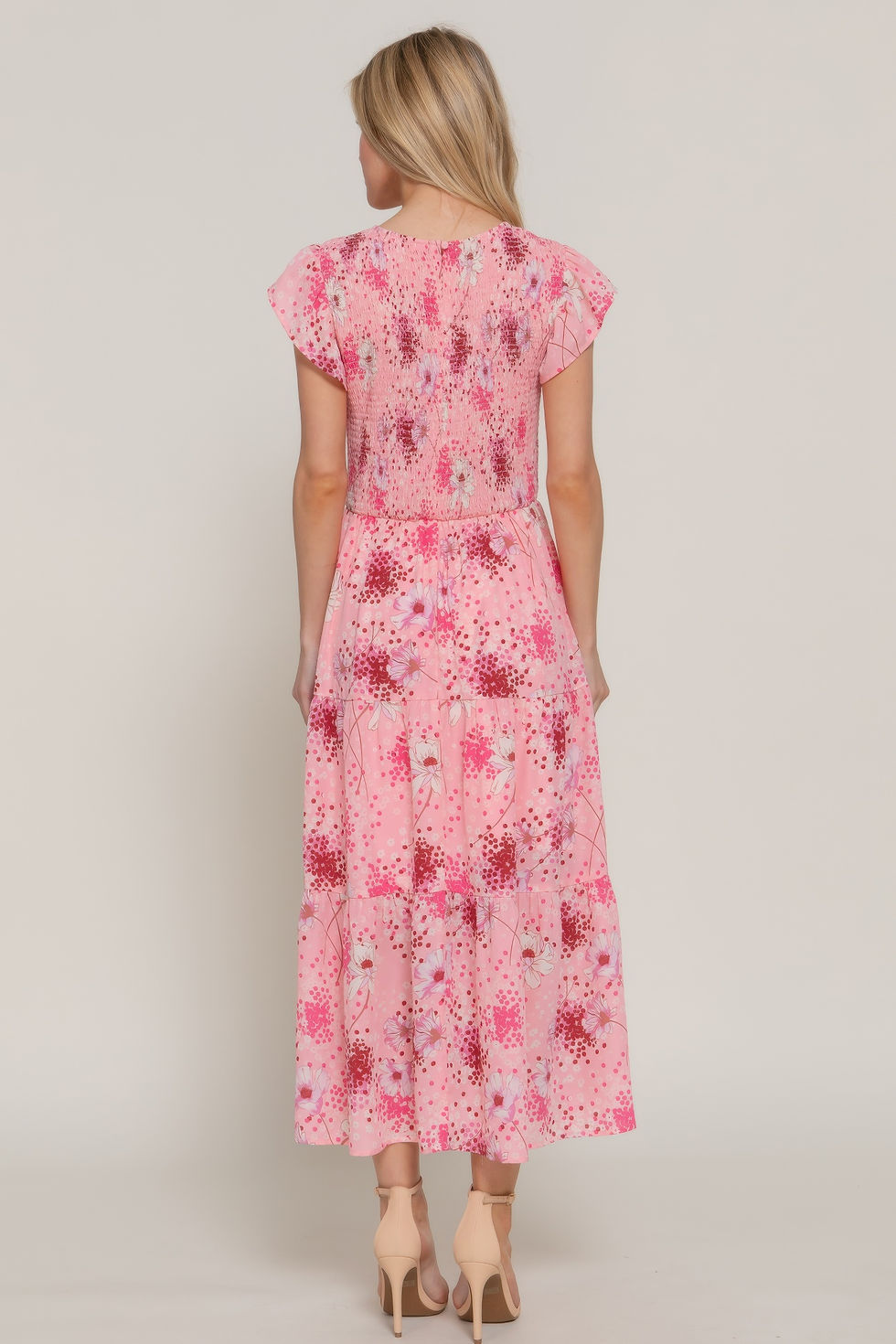 Thumbnail: Ruffl Slv Smocked Floral Print Dresss         
