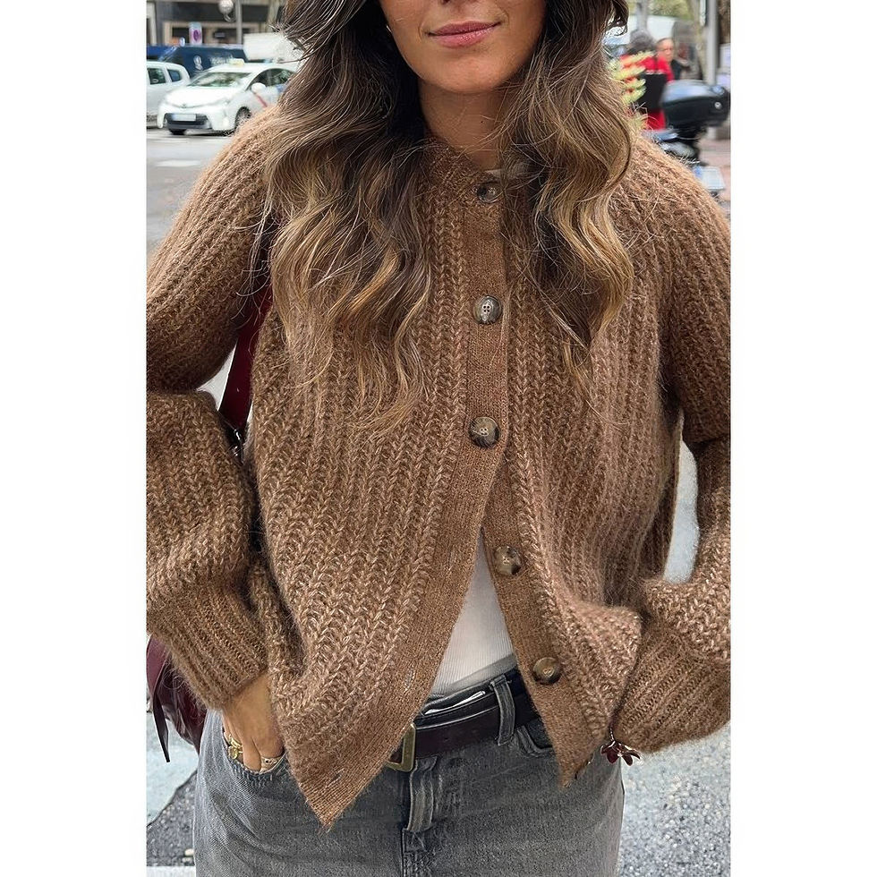 Thumbnail: Solid Soft Knit Button Loose Cardigan