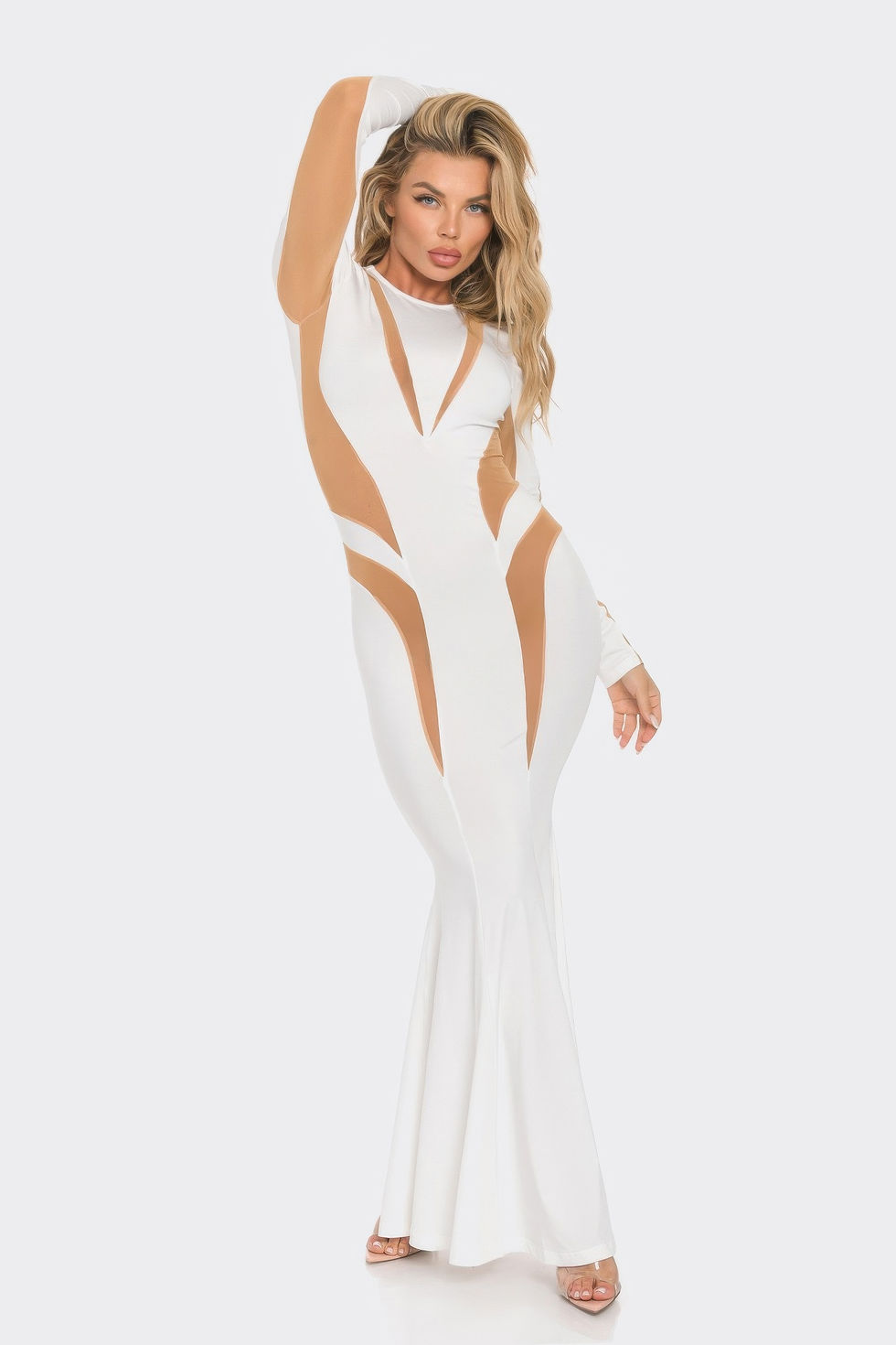 Thumbnail: Mesh Cut Out Detail Maxi Dress          