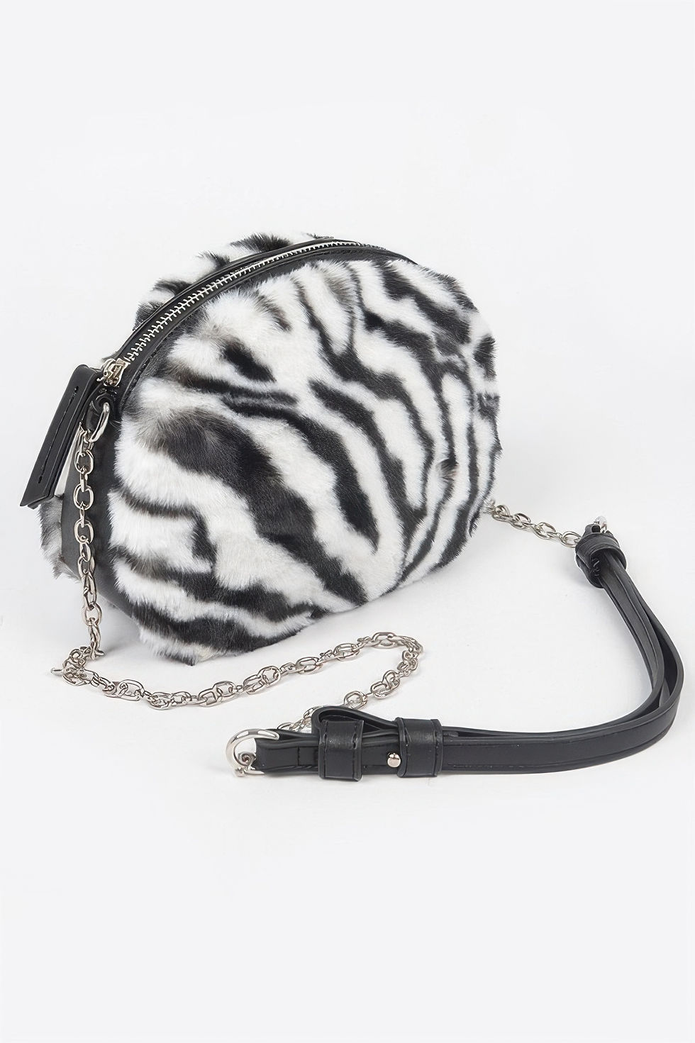 Thumbnail: Tiger Print Fur Zip Crossbody Bag 