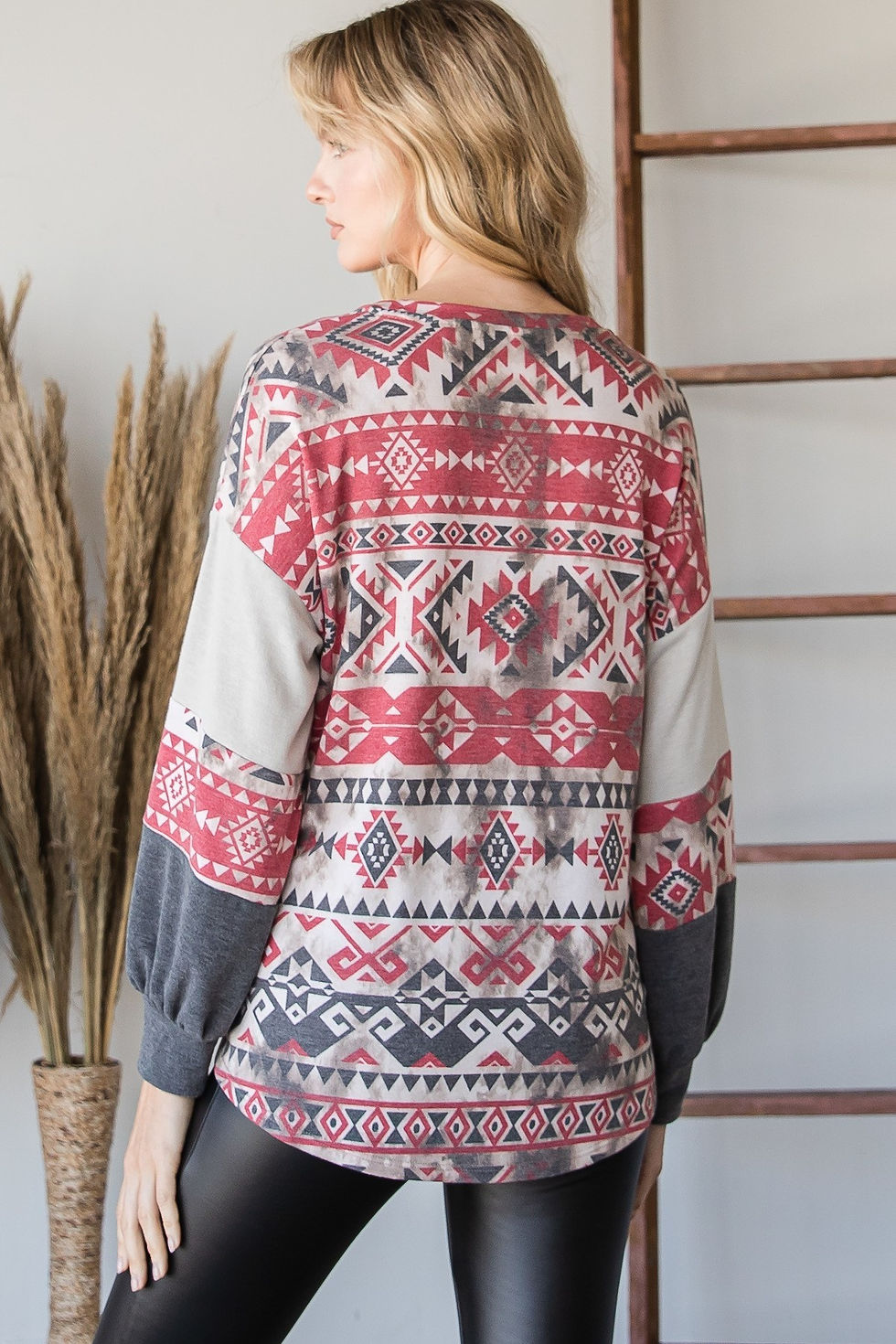 Thumbnail: Beautiful Aztec Print Long Sleeve Sweater