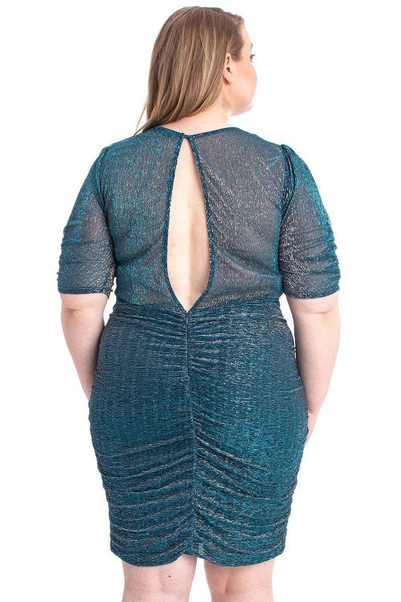Thumbnail: Ribbed Shimmer Shirring Mini Dress