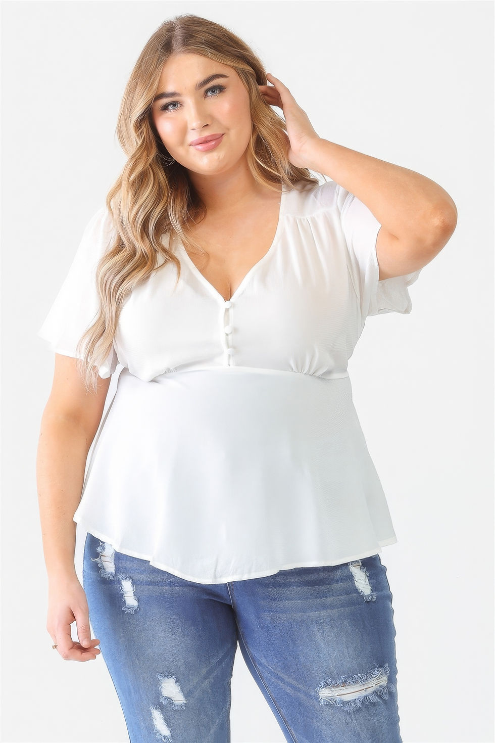 Thumbnail: Plus Tie Detail Flare Top