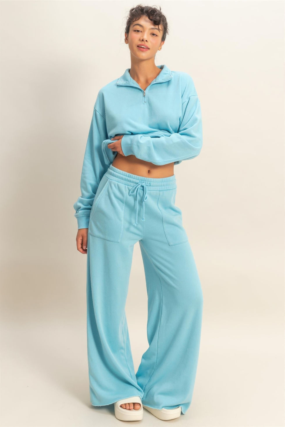 Thumbnail: Burnout French Terry Wide-leg Pants