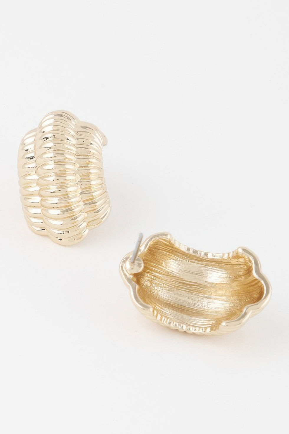 Thumbnail: Thin Ribbed Hoop Earrings