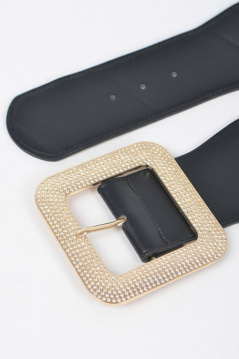 Thumbnail: Rhinestone Square Buckle Plus Size Elastic Belt