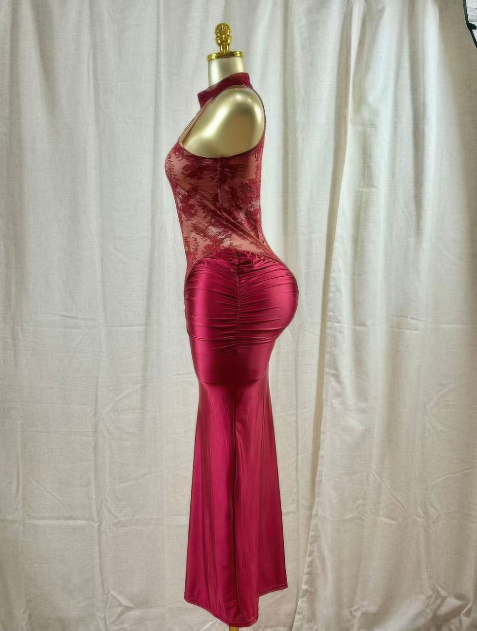Thumbnail: Crimson Lace Hourglass Dress