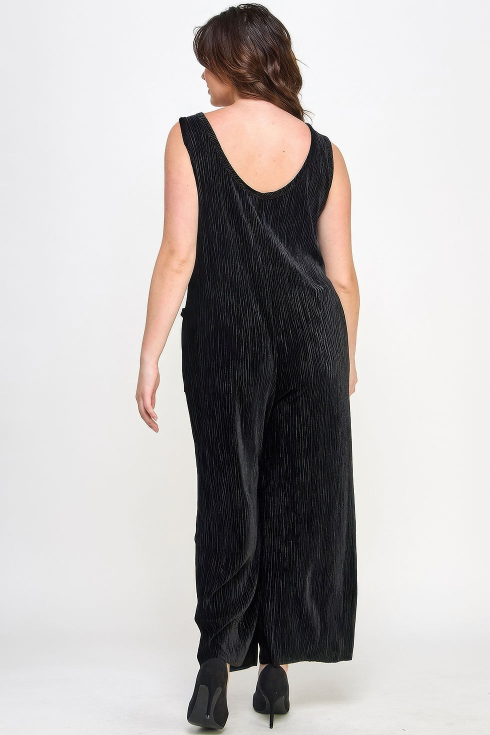 Thumbnail: Velvet Plisse Overall Jumpsuit