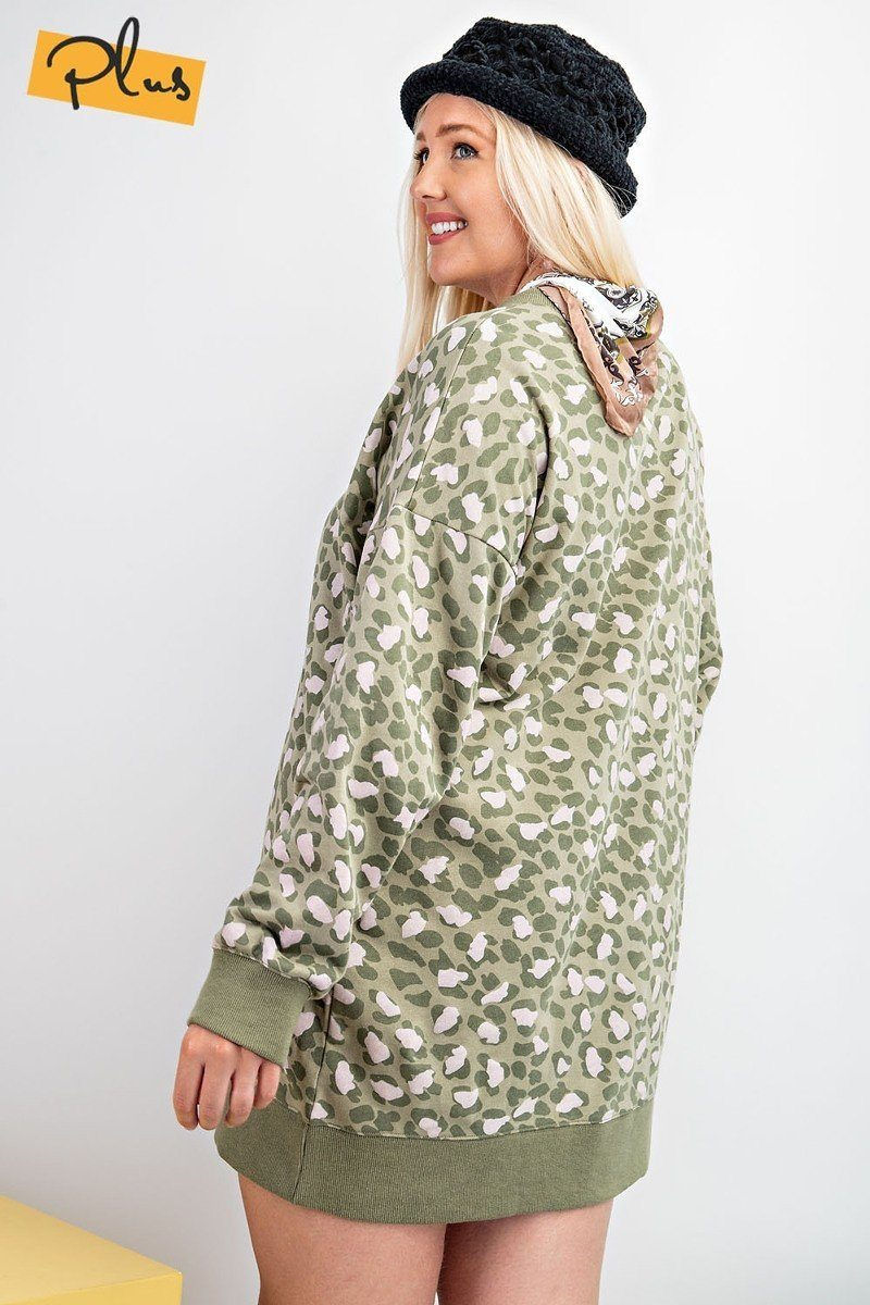 Thumbnail: Leopard Printed Terry Knit Dress