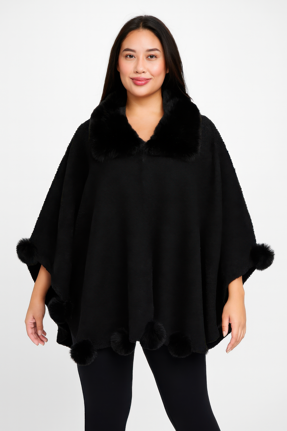Thumbnail: Trim Cape With Faux Fur Collar