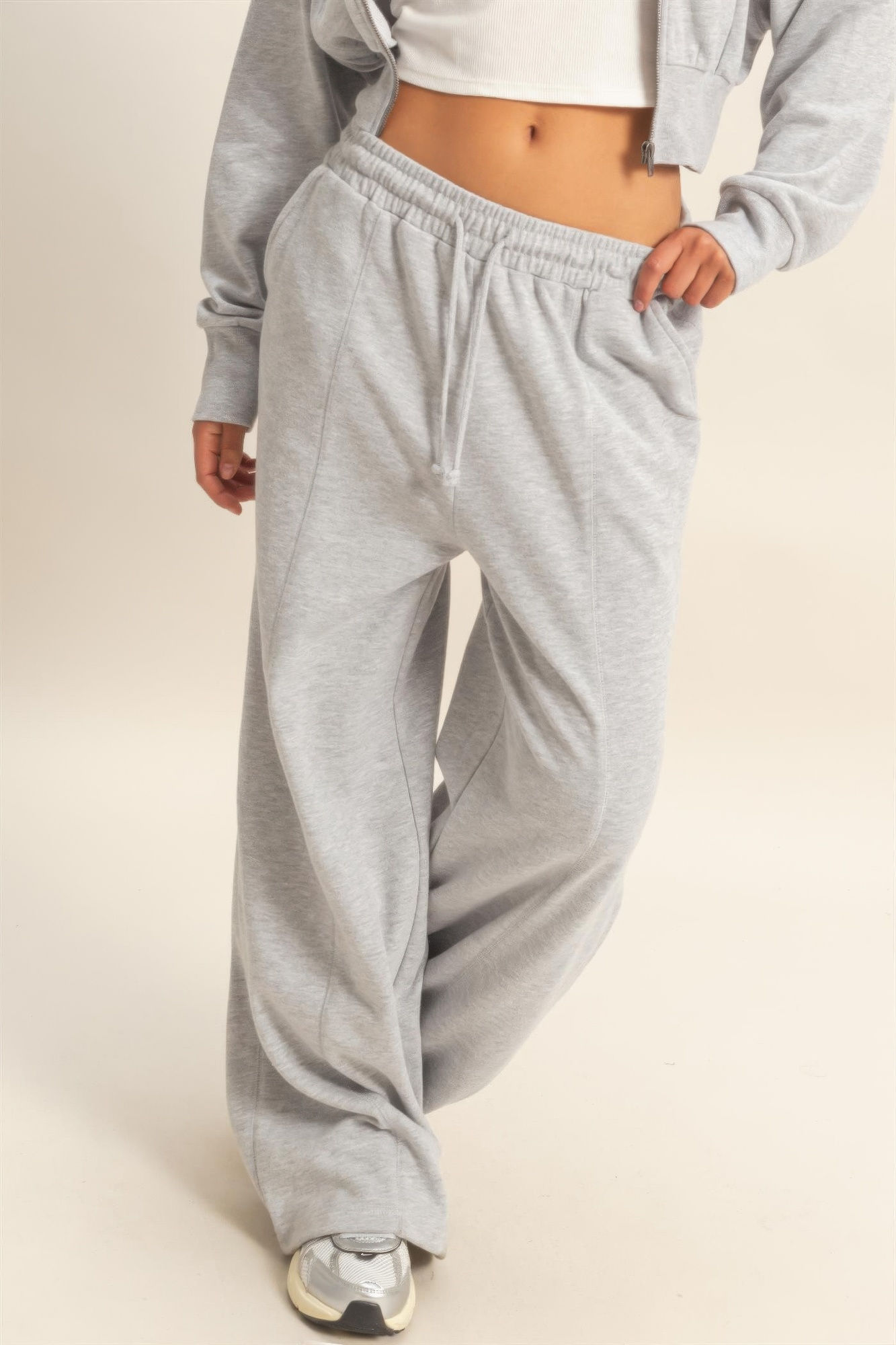 Acid Wash French Terry Wide-leg Pants