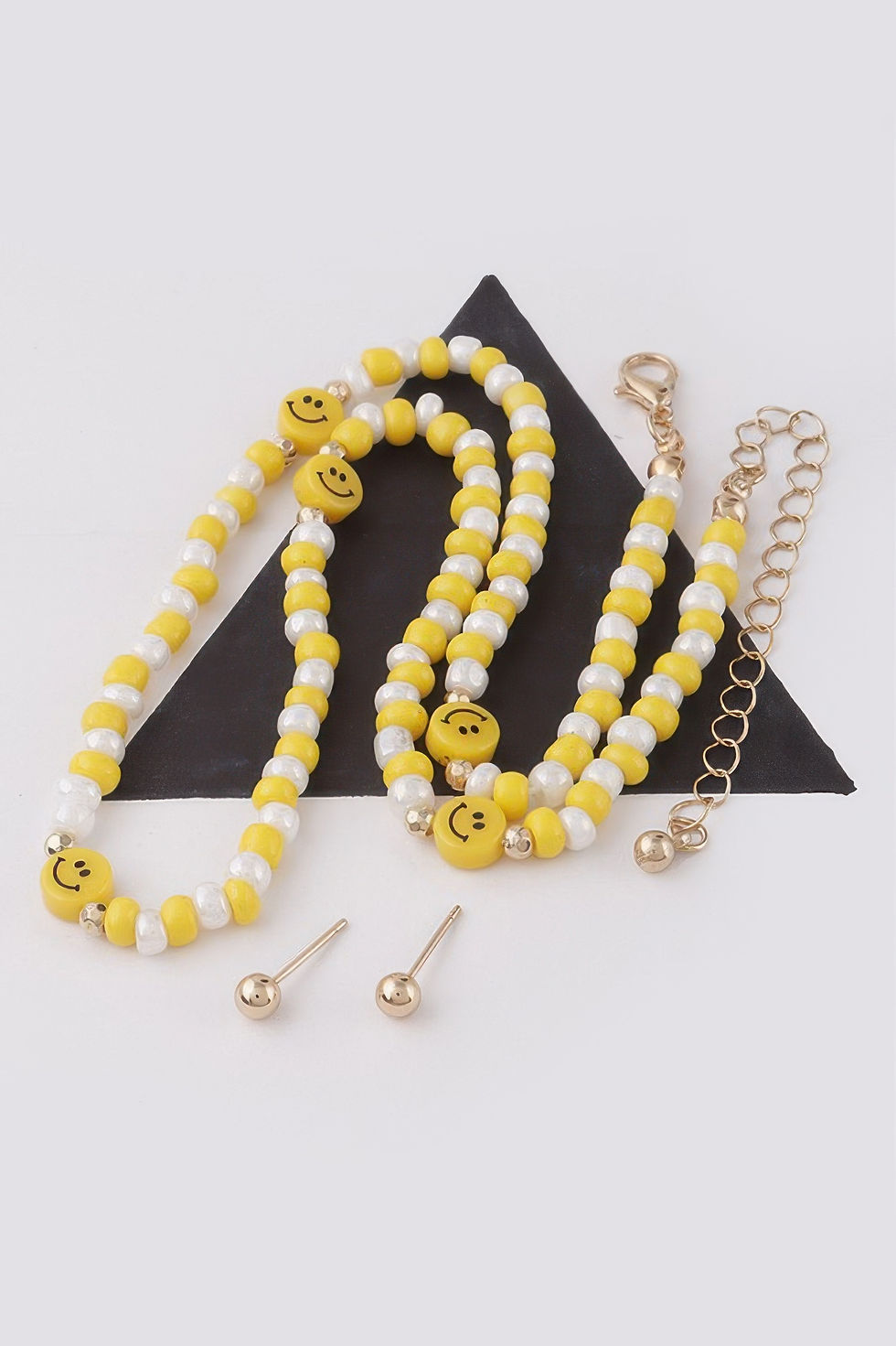 Thumbnail: Beaded Smiley Face Charm Necklace 