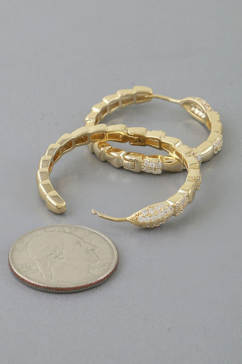 Thumbnail: Bejeweled Snake Scale Hoop Earrings