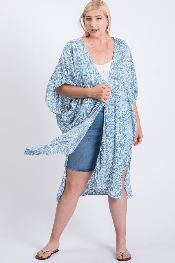 Thumbnail: Zebra Print Short Sleeve Maxi Kimono