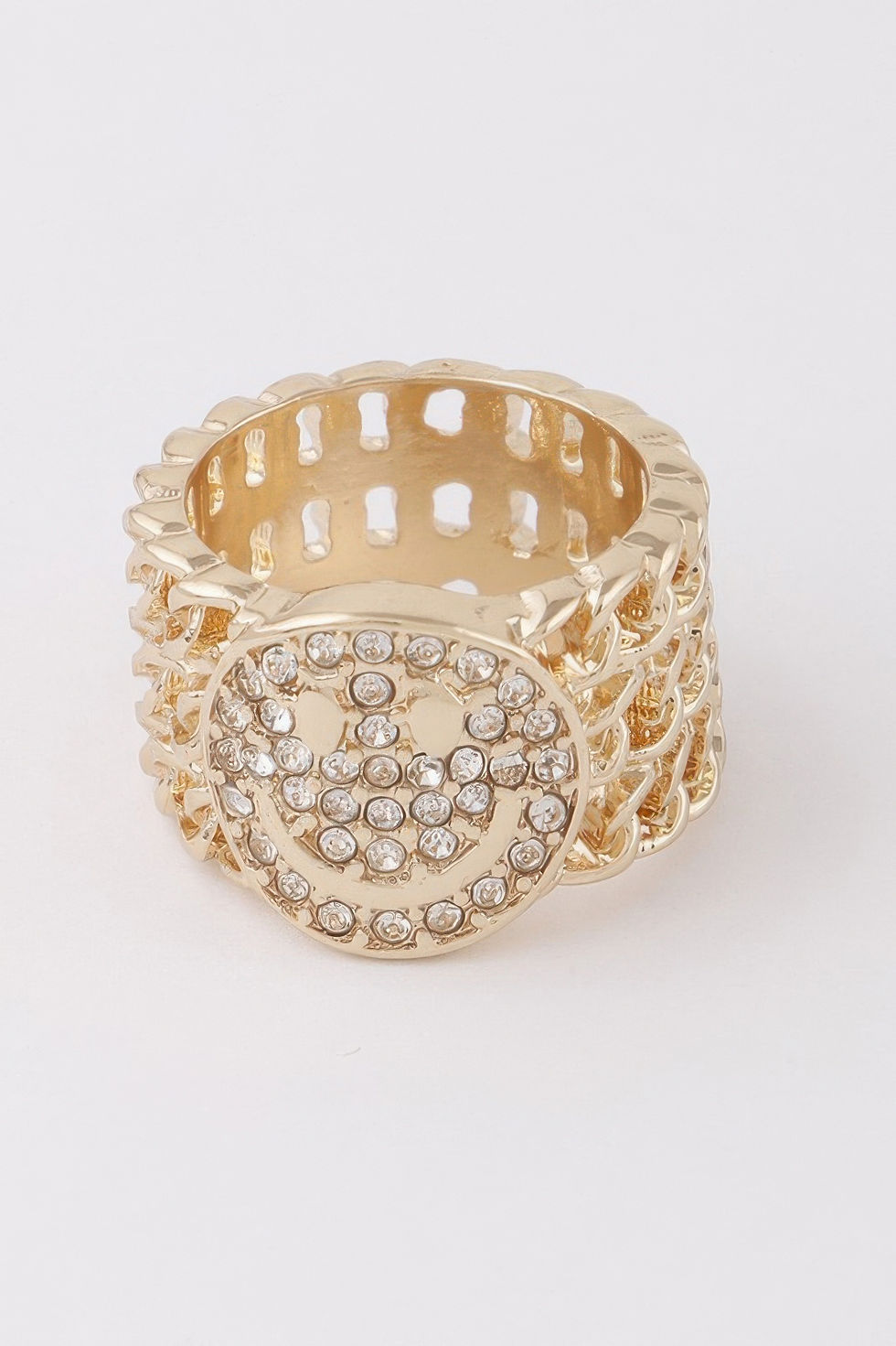Thumbnail: Jeweled Smiley Face Ring 