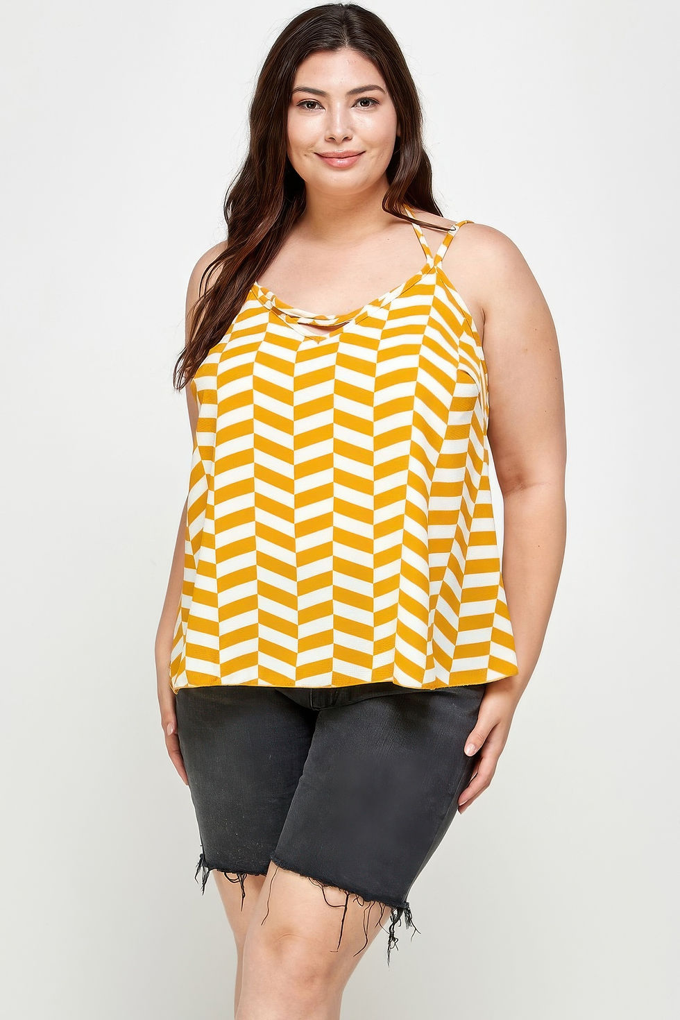 Thumbnail: Plus Size Geometric Top With Double Spaghetti Strap