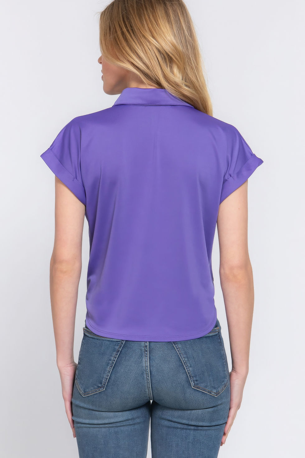 Thumbnail: Short Slv Front Tie Stretch Ity  Top 