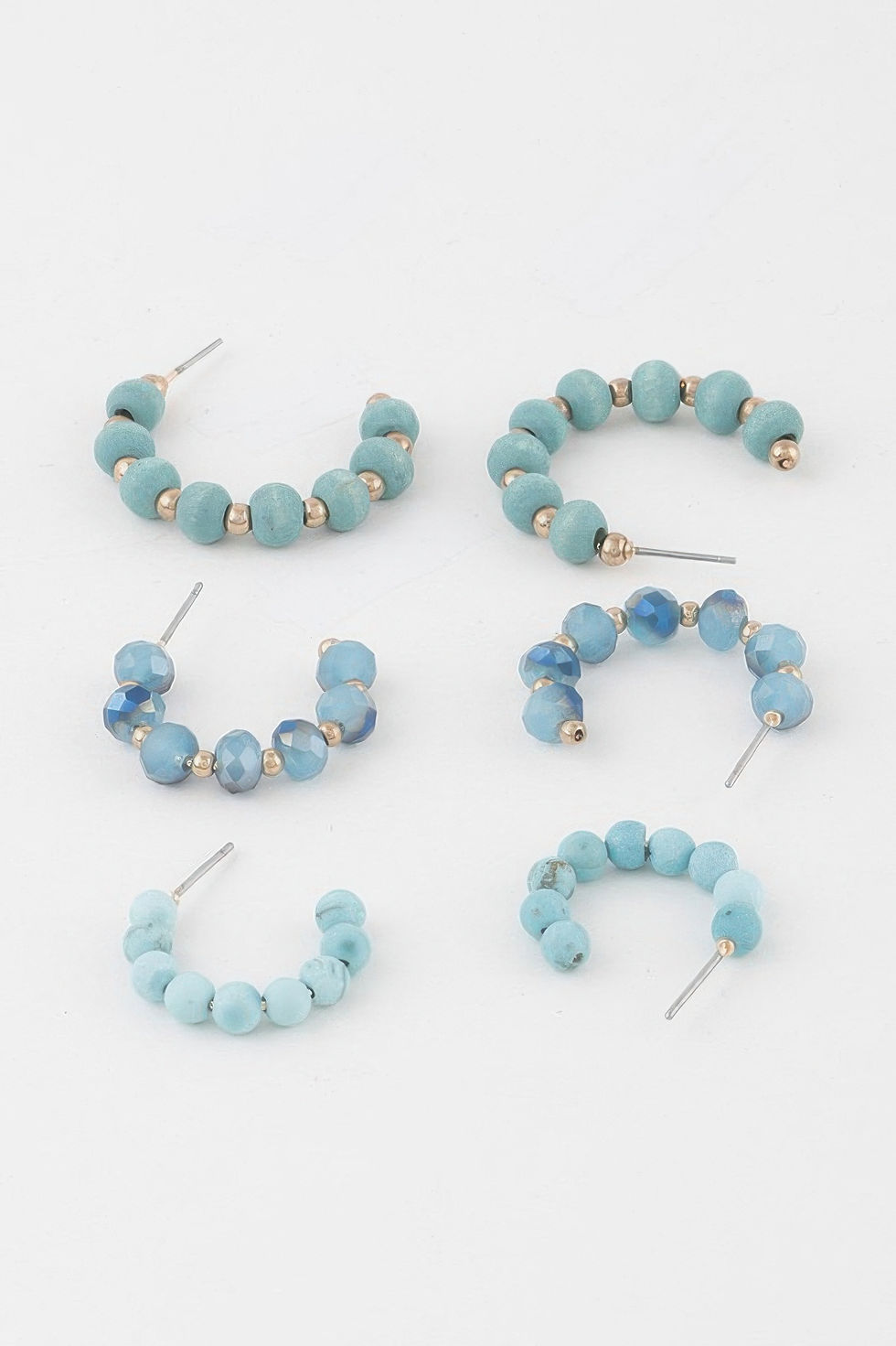 Thumbnail: Crystal Bead Hoop Earrings Set