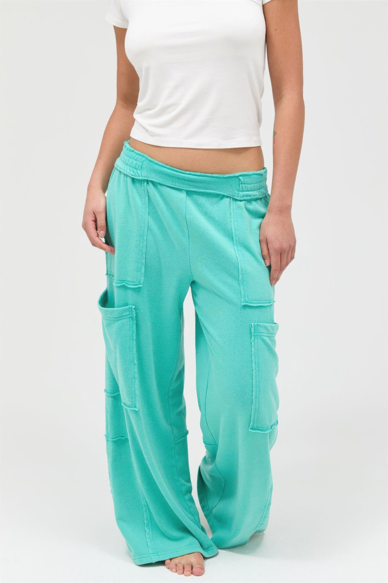 Mineral Wash Wide Leg Cargo Pants