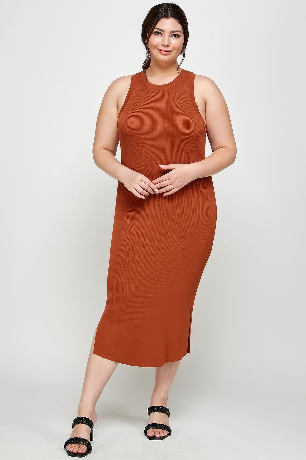 Thumbnail: Plus Size Stretchy Racer Back Midi Dress