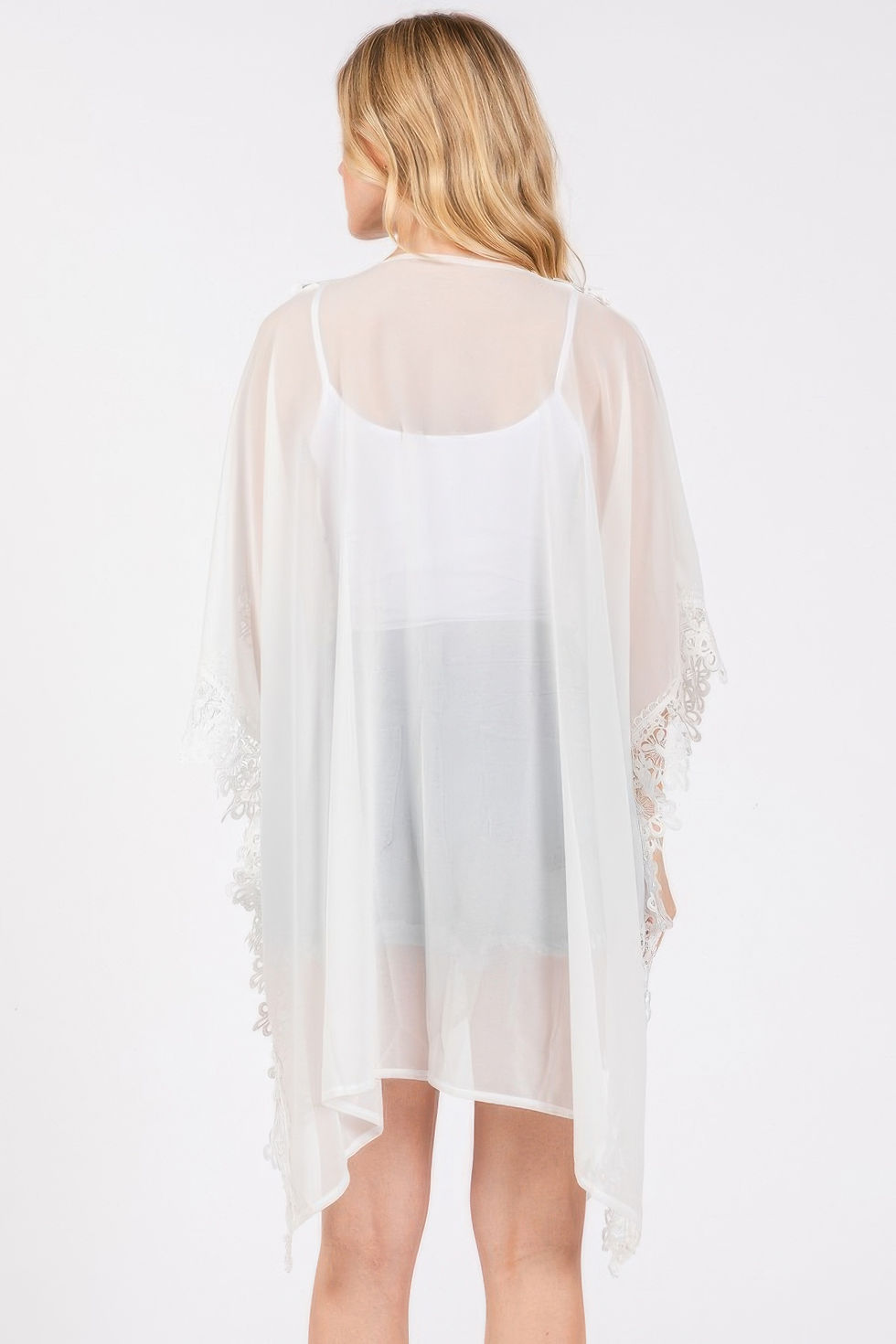 Thumbnail: Flower Pattern Trim Detail Poncho