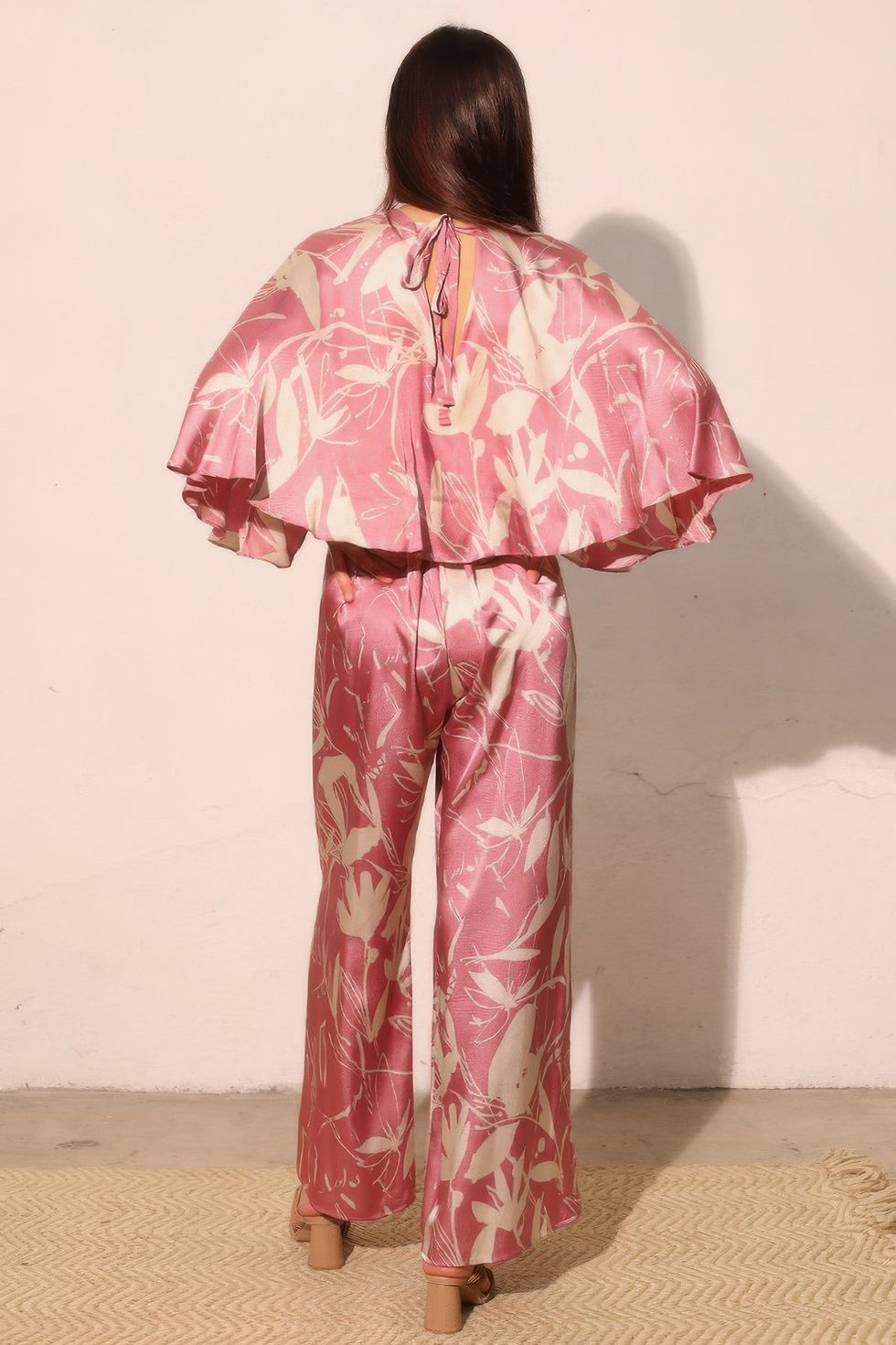 Thumbnail: Dreaming Lily Satin Cape Jumpsuit        