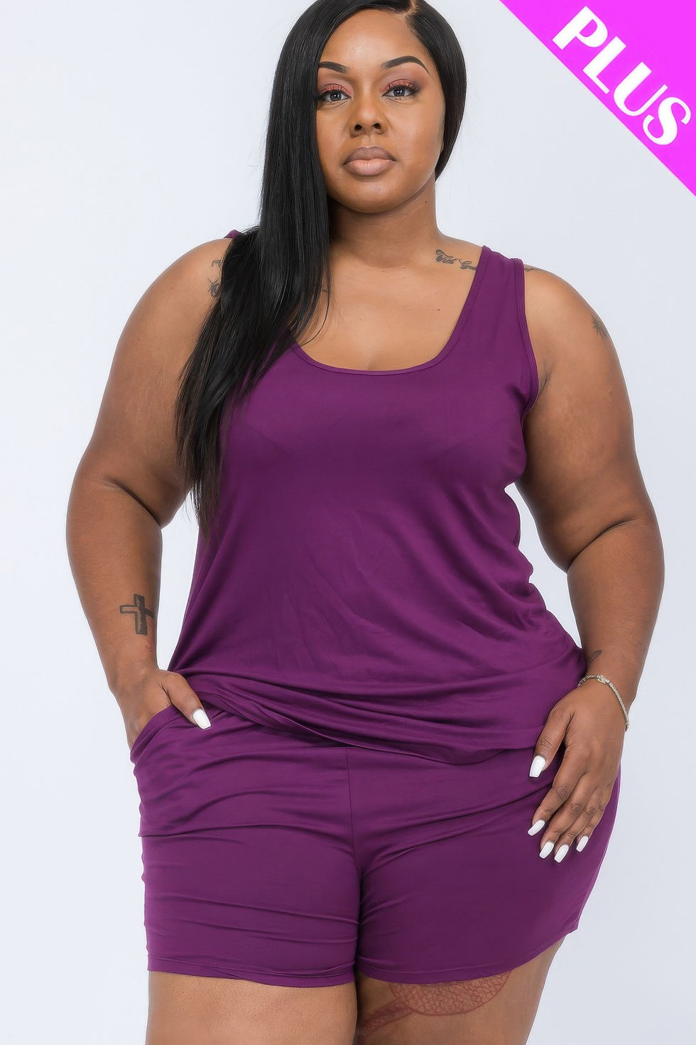 Thumbnail: Plus Comfy Tank Top & Shorts Set